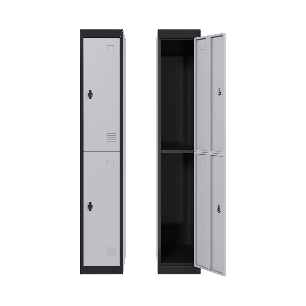 ExploreHorizon 72" Tall Metal Locker Cabinet with Lockable Doors & Keys, Employee Storage Organizer for School, Gym, Office, Home, Garage, Mudroom, Durable Steel Cabinet, Black - 2 Doors