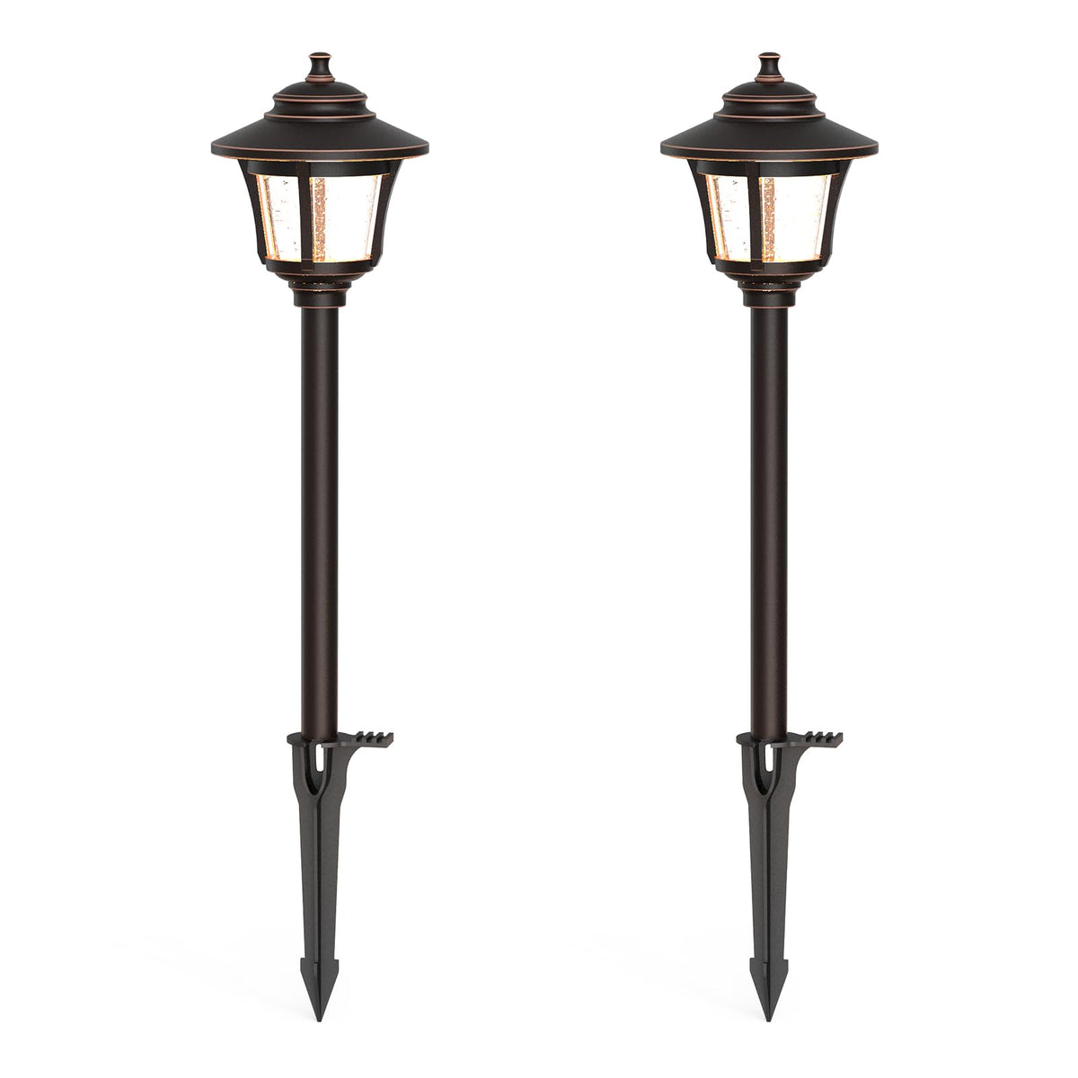 GOODSMANN Low Voltage Landscape Lighting Oil Rubbed Bronze 2PK Path Lights Low Voltage 3W LED 120 Lumen 3000K Warm White with Cable Connectors
