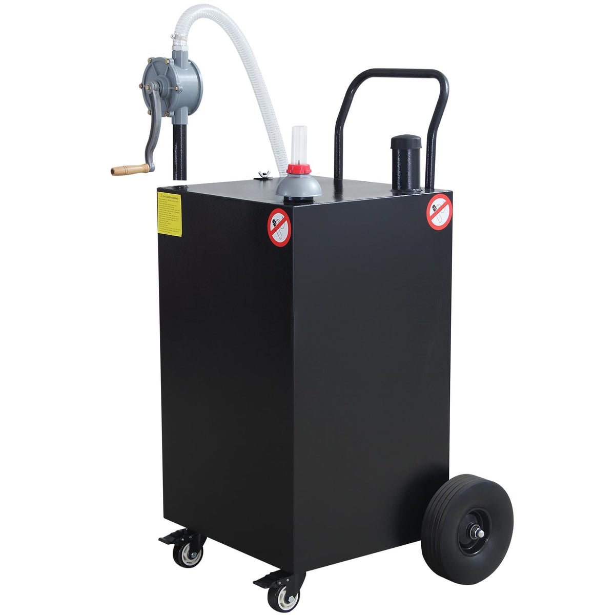 45 Gallon Fuel Caddy with Manual Pump Heavy Duty Portable Gas & Diesel Transfer Tank All Terrain 4 Wheel Cart with Brakes Gasoline Diesel Fuel Container for Tractor Truck & Farm Use