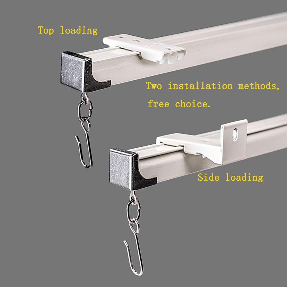 6ft-24ft Upgraded Aluminum Curtain Track, Ceiling or Wall mount, Curtain Rail System with 90 Degree Corner Bends, Windows and Room Divider Ceiling Track set with Runners and Hooks(White)