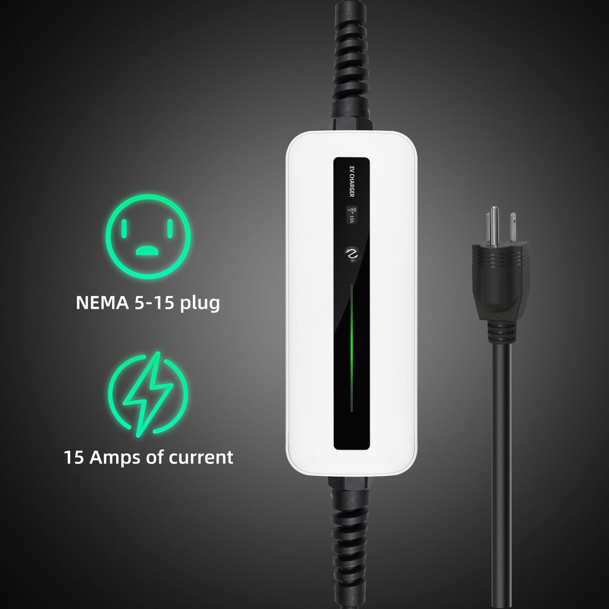 Morec 15A EV Charger Level 1 NEMA5-15P ev Charging Cable 100V-120V Portable EVSE SAE J1772 Plug Home Electric Vehicle Charging Station Compatible with All EV Cars 6m (20 feet)