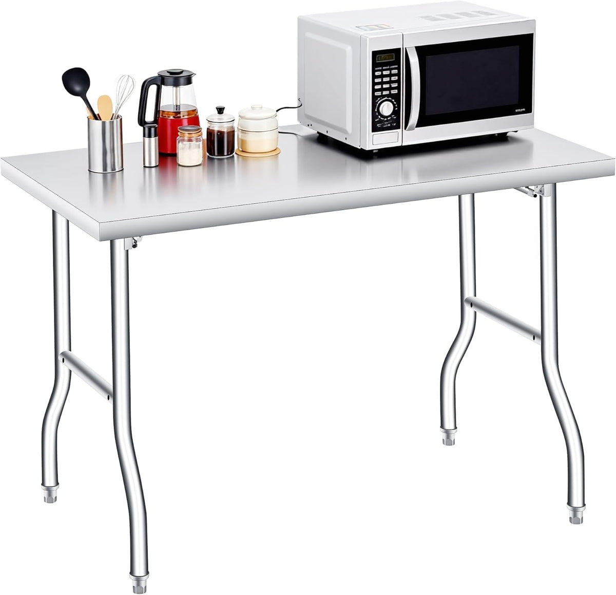 GAOMON Stainless Steel Foldable Table, 48x24 Inch Industrial Workbench, 1100 LBS Capacity Portable Utility Table for Workshop, Warehouse and Garage, Heavy Duty