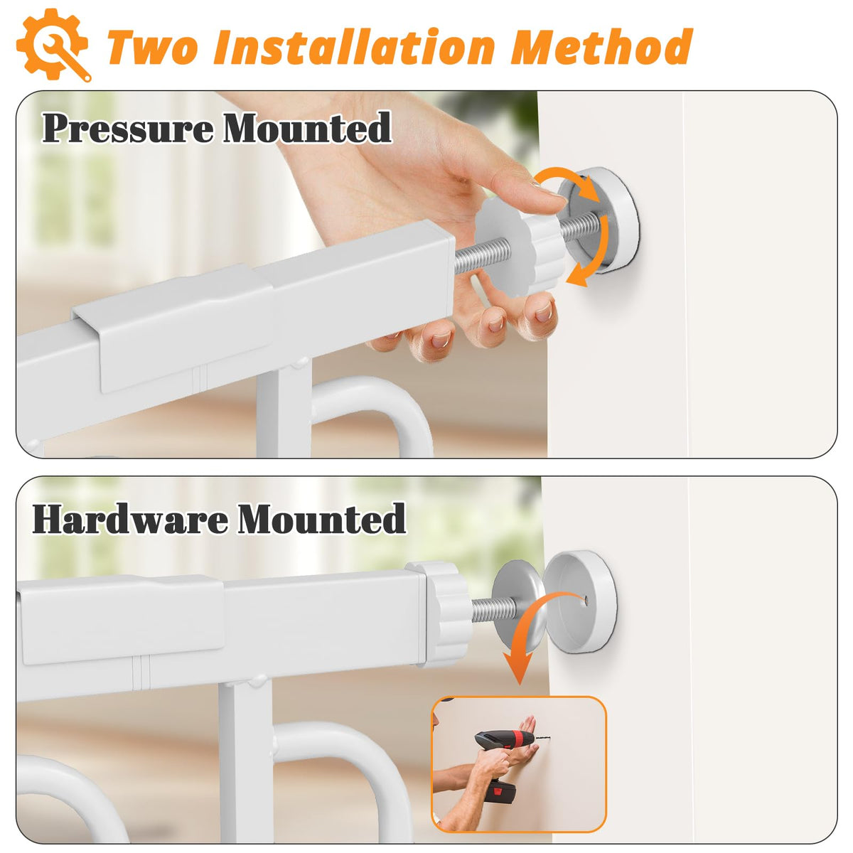 Extra Wide Baby Gate with Door 70-85.7 Inch Pressure Mounted, Auto Close Child Baby Gates for Doorways No Drill, Walk Through Dog Gate Indoor for The House, White