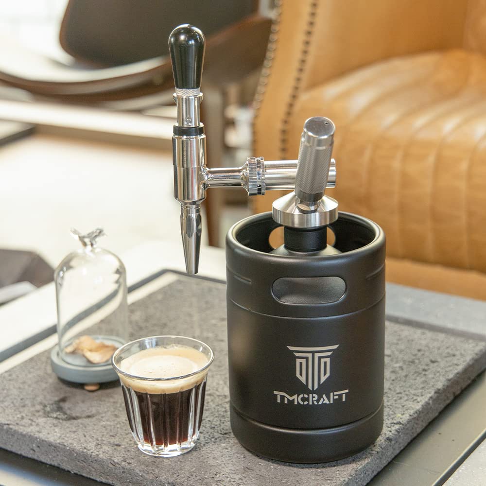 TMCRAFT 64oz Nitro Cold Brew Coffee Maker, Home Brew Coffee Keg with Stainless Steel Stout Creamer Faucet & Pressure Relieving Valve