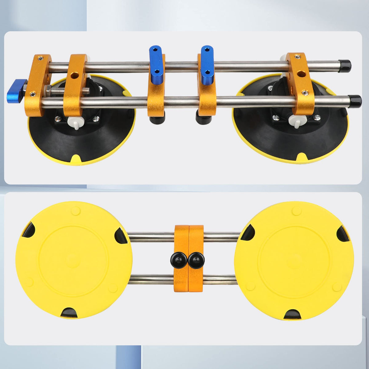 Upgrade 2 Pack Seamless Seam Setter with 6 inch Vacuum Suction Cups, Granite Seam Setter for Countertop Joining & Leveling, Seam Joiner for Stone (With Replacement Air Pump+Tool Bag+Torpedo Level）