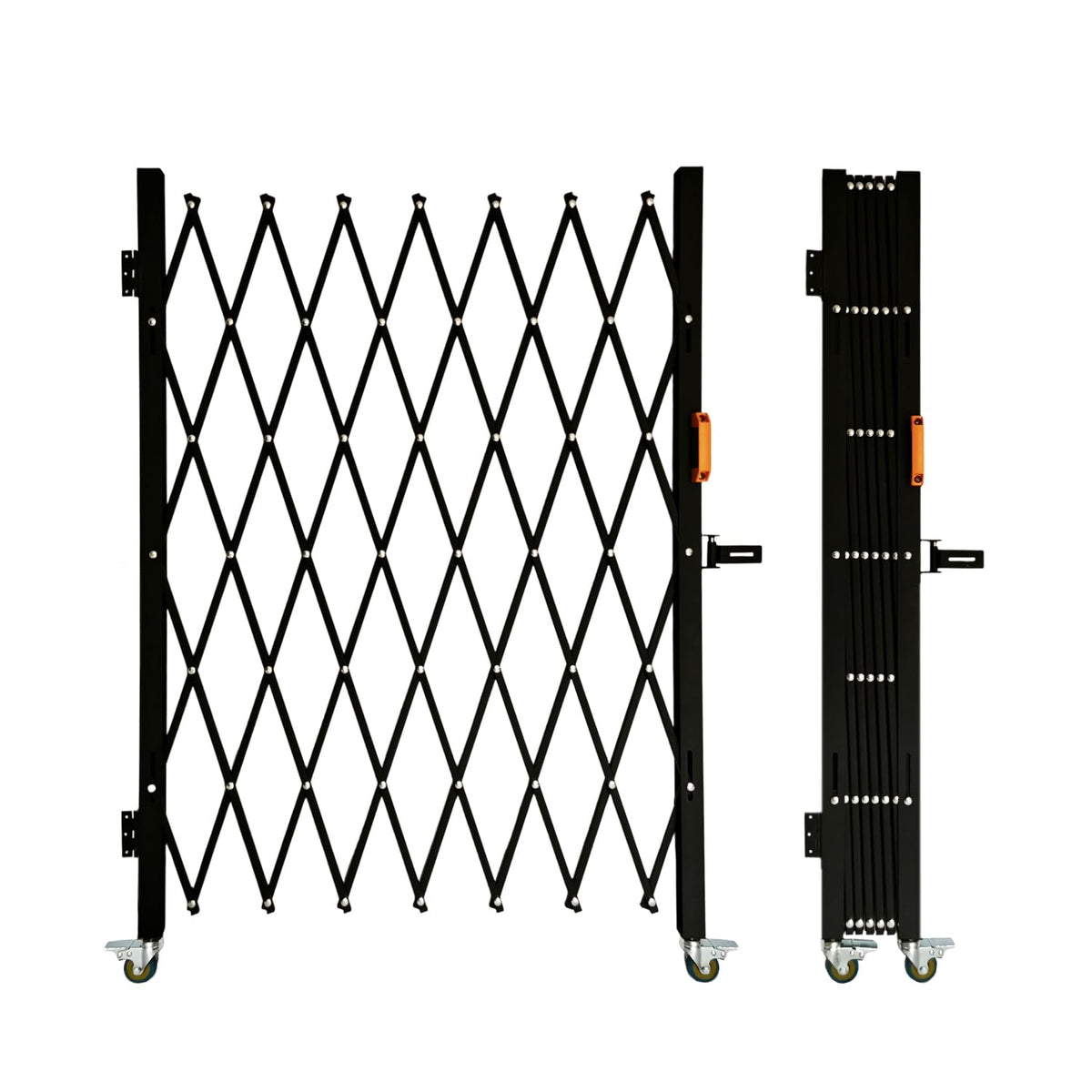 LTSEAME Folding Security Gate with Lockable Scissor Design and 360° Swivel Casters Outdoor Barricade for Entry Security, Garage, Warehouse, and Pool Areas (75“Wx75 H)