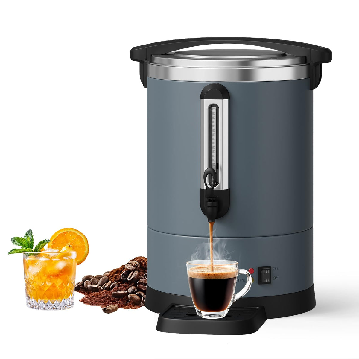 Garvee 14 L/100 Cups Coffee Urn-3.8 gal Double Wall Commerical Coffee Maker for Buffet Catering Wedding Gathering,Large Capacity Hot Coffee Dispenser,Stainless Steel Hot Water Urn-Grey