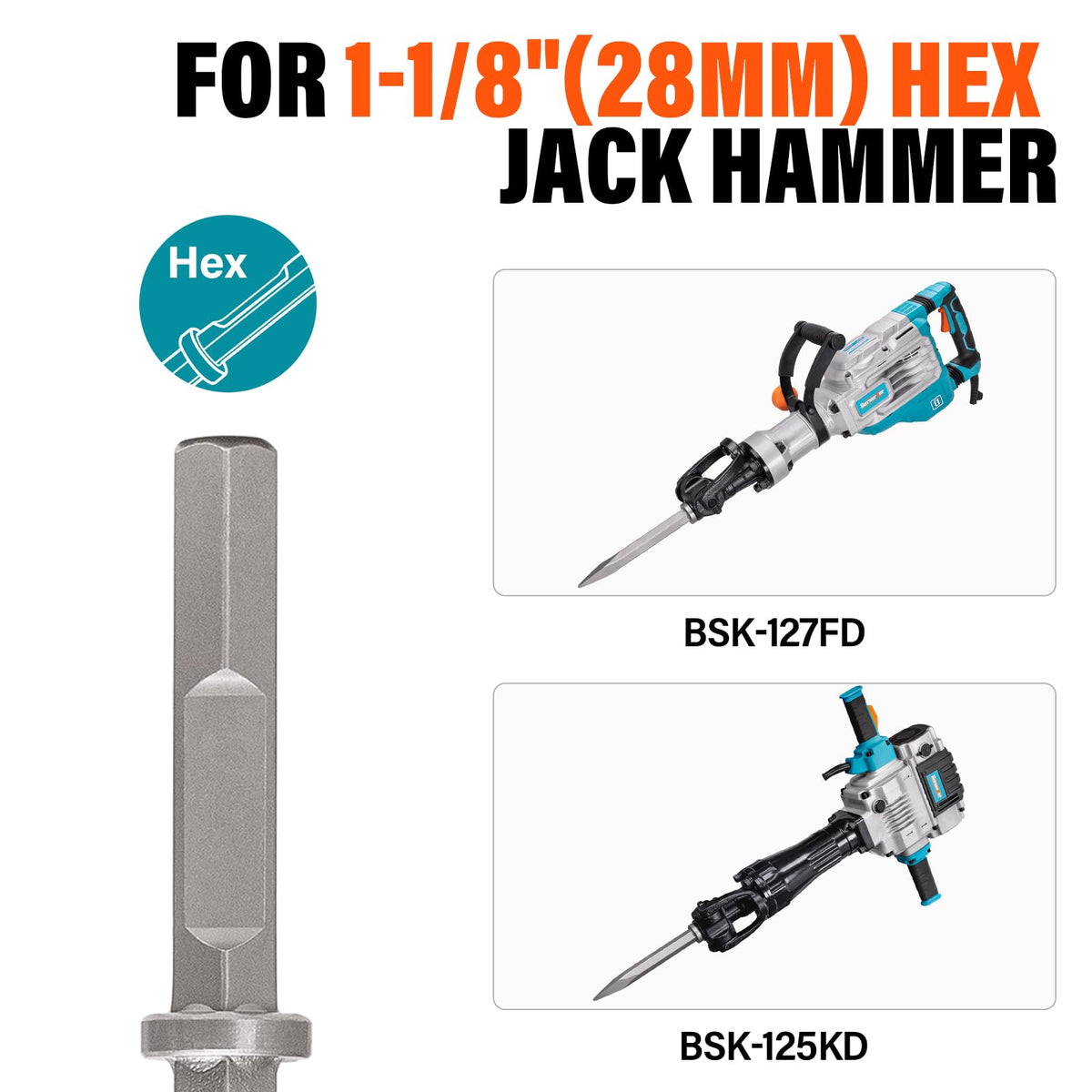 Berserker 40-Pound 1-1/8" Hex Shank Demolition Jack Hammer, 1700W 14.5-Amp Heavy Duty Concrete/Pavement Breaker with Carrying Case Flat Chisel & 2 Bull Point Chisel