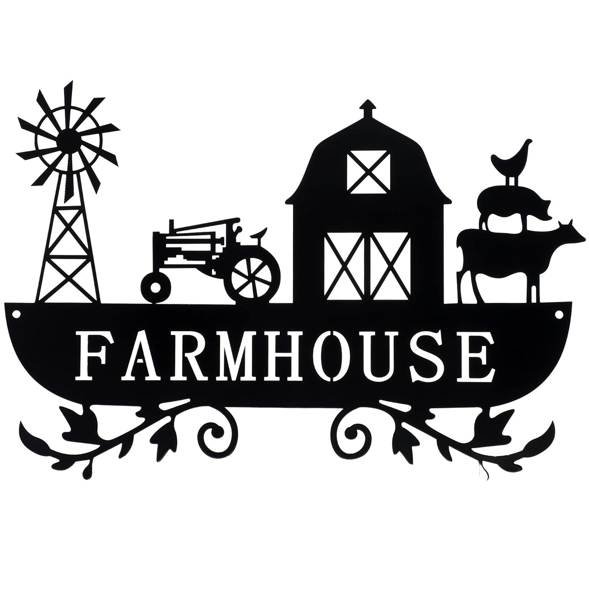 Ferraycle Metal Farmhouse Kitchen Decor Rustic Cow Windmill Sign Farmhouse Wall Plaque Farm Animal Decor for Nursery Country Home Decorations Art