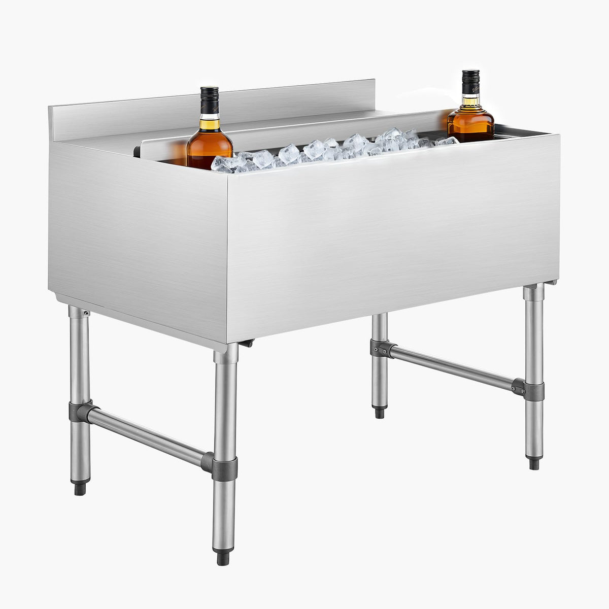 VEVOR Commercial Ice Bin, 134.7 Qt Max Capacity, 36 x 24 x 33 Inch Stainless Steel Ice Chest with Sliding Lid, 24H Long-Lasting Insulation, Cooler Cart Cocktail Unit for Bar Restaurant Pub, NSF