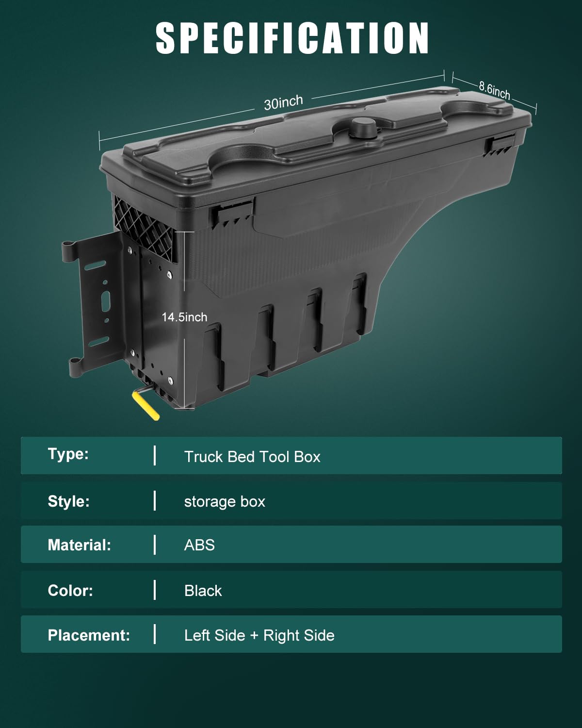 SCITOO Truck Bed Tool Box for Jeep Gladiator 2020-2023 Left & Right Side,Multi-Compartment Dividers Organized Storage,Heavy Duty & No-Drill Installation