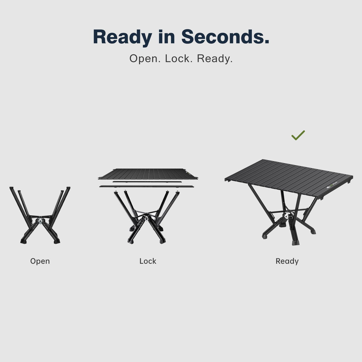 MTRVR Folding Camping Table — Stable Roll-Up Aluminum Design, Solid Support Structure, Portable Outdoor Table for Camping, Cooking, RV & Travel