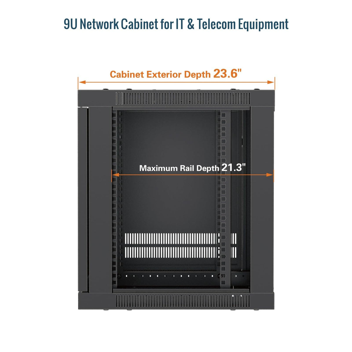 Tecmojo 9U Wall Mount Rack Cabinet, Heavy-Duty 176 Lbs High Load Capacity, 19” Enclosed Server Network Rack with 2 Colling Fans,Glass Door, 23.6” Deep – Elite Collection