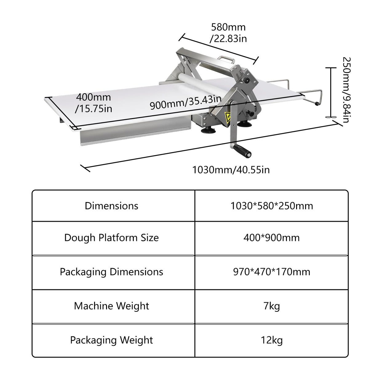HNZXIB Foldable Dough Sheeter Machine, 15.75''×35.5''Manual Stainless Steel Portable Dough Roller with Silicone Pastry Mat, for Commercial Home Bakery, Puff Pastry, Pizza, Croissant