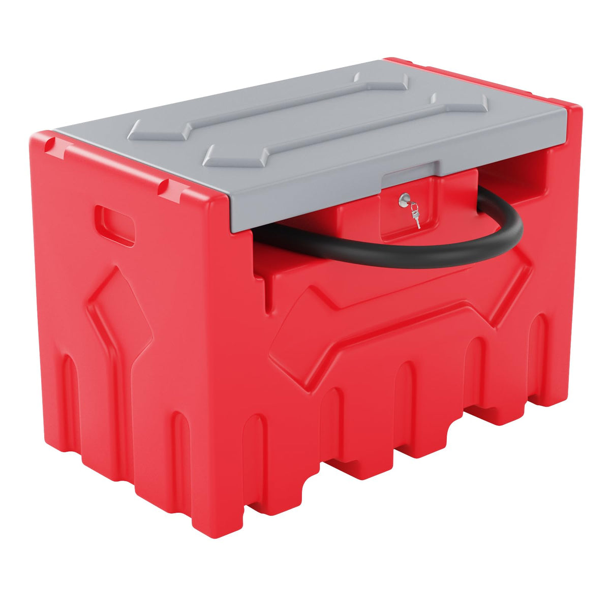 50 Gallon Portable Fuel Tank with 12V Electric Pump, Diesel Transfer Tank with Auto Shut-Off Nozzle & 13ft Hose, Heavy Duty HDPE Fuel Storage for Truck, Farm, Construction, Red