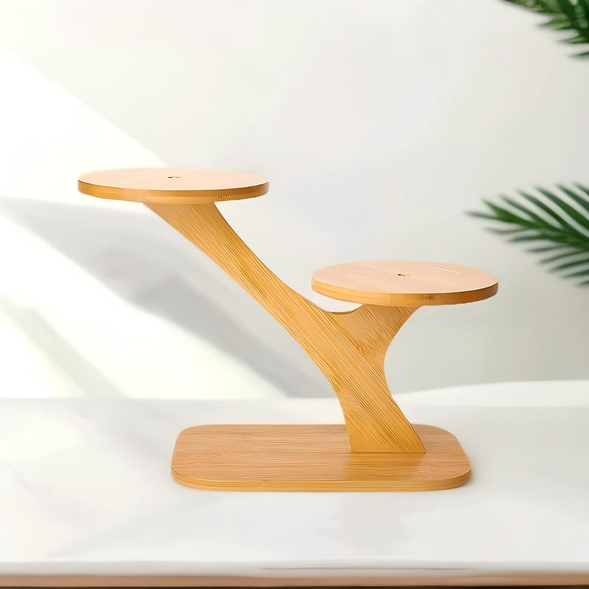 SRTFINE 2 Tiered Desk Plant Stand Bamboo Tree Plant Shelf Tabletop Succulent Herb Stand Desktop Plant Stand Indoor Plant Rack for in Living Room Office Decoration (2 Tiered)