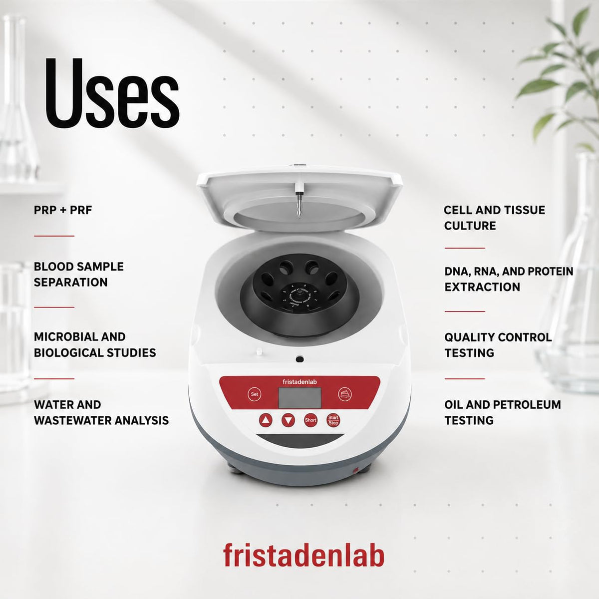 Fristaden Lab Centrifuge | for PRP and PRF | USA Company | 500-5000 RPM | 6 x 15 mL