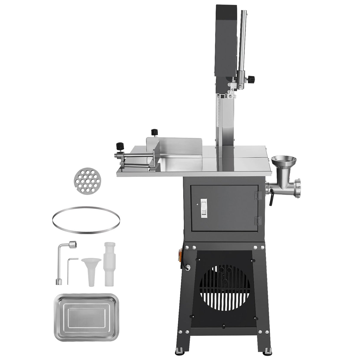 VEVOR Commercial Electric Meat Bandsaw, 550W Stainless Steel Vertical Bone Sawing Machine, 19.1"x15" Workbench, 7.09 Inch Cutting Thickness, Frozen Meat Cutter with Blade for Rib Pork Beef