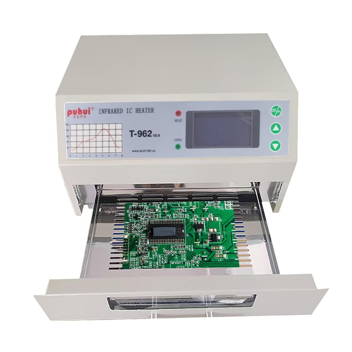 T962 Reflow Oven,110v 800w Reflow Soldering Station, Intelligent Infrared IC Heater,Welding area 7.08×9.25in for Pcb Chip Aluminum Substrate Lamp Bead