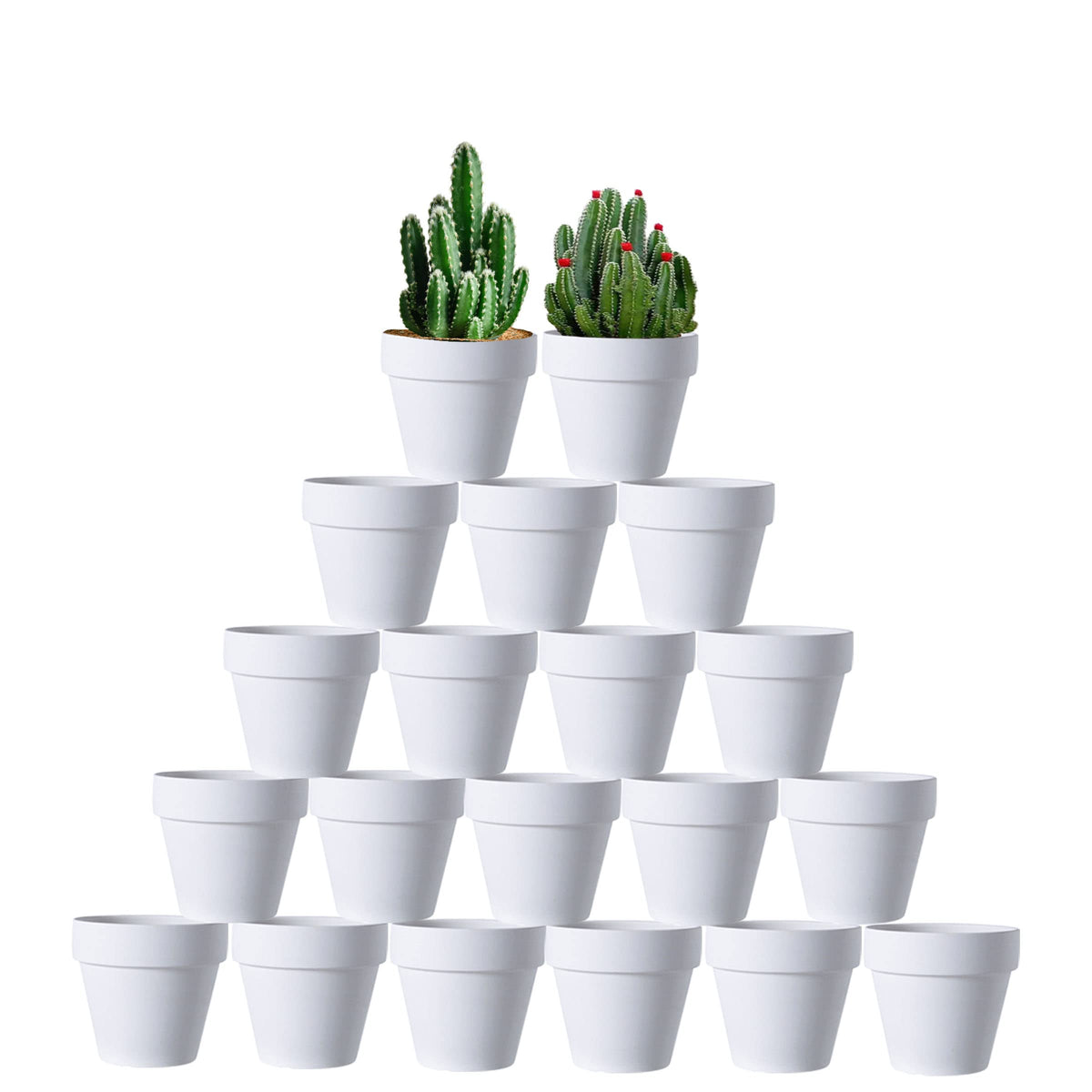 XXYXXY 20 Pieces 2.95 inch White Terra Cotta Pots Mini with Drain Holes Juicy flowerpots Home Office, windowsill, Wedding Decoration flowerpots（White） ﻿