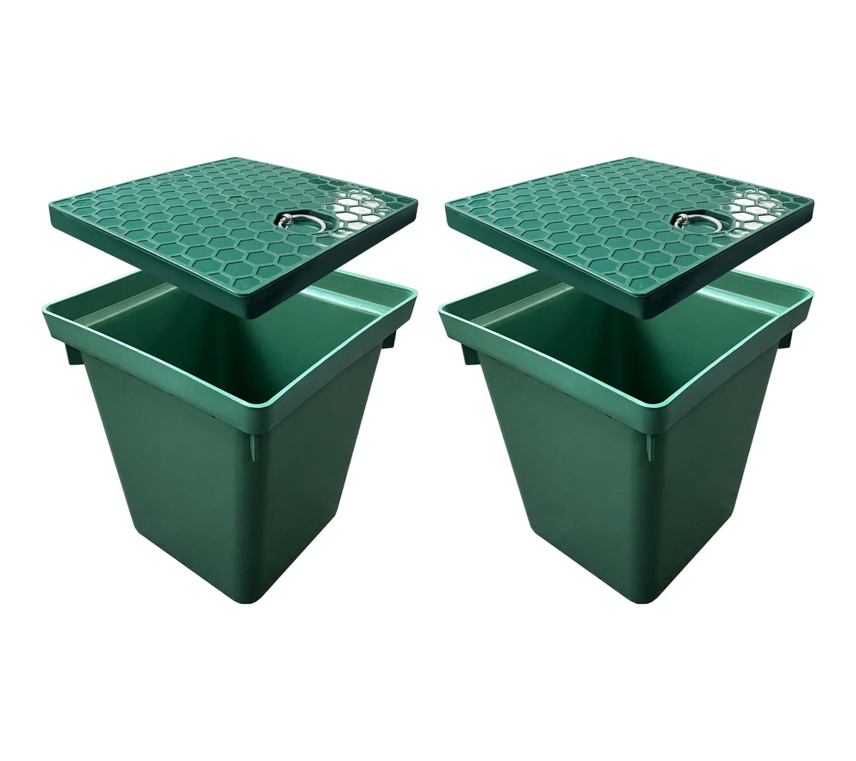 Natotela 2 Sets 12.5x12.5x14.3in Underground Splice Boxes W/Solid Inspection Cover Deep Enclosure Precast Pull Distribution Pit Access Electrical Junction Boxes Drillable Tapered Wiring Cable Box