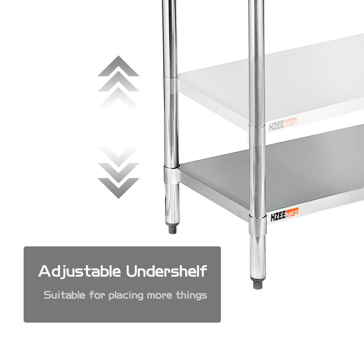 HZEEMFG Stainless Steel Table for Prep & Work 24x48 inches,4ft, Commercial Heavy Duty Table with Undershelf for Restaurant, Home,Hotel Kitchen, Laundry Room, Garage,Workshops