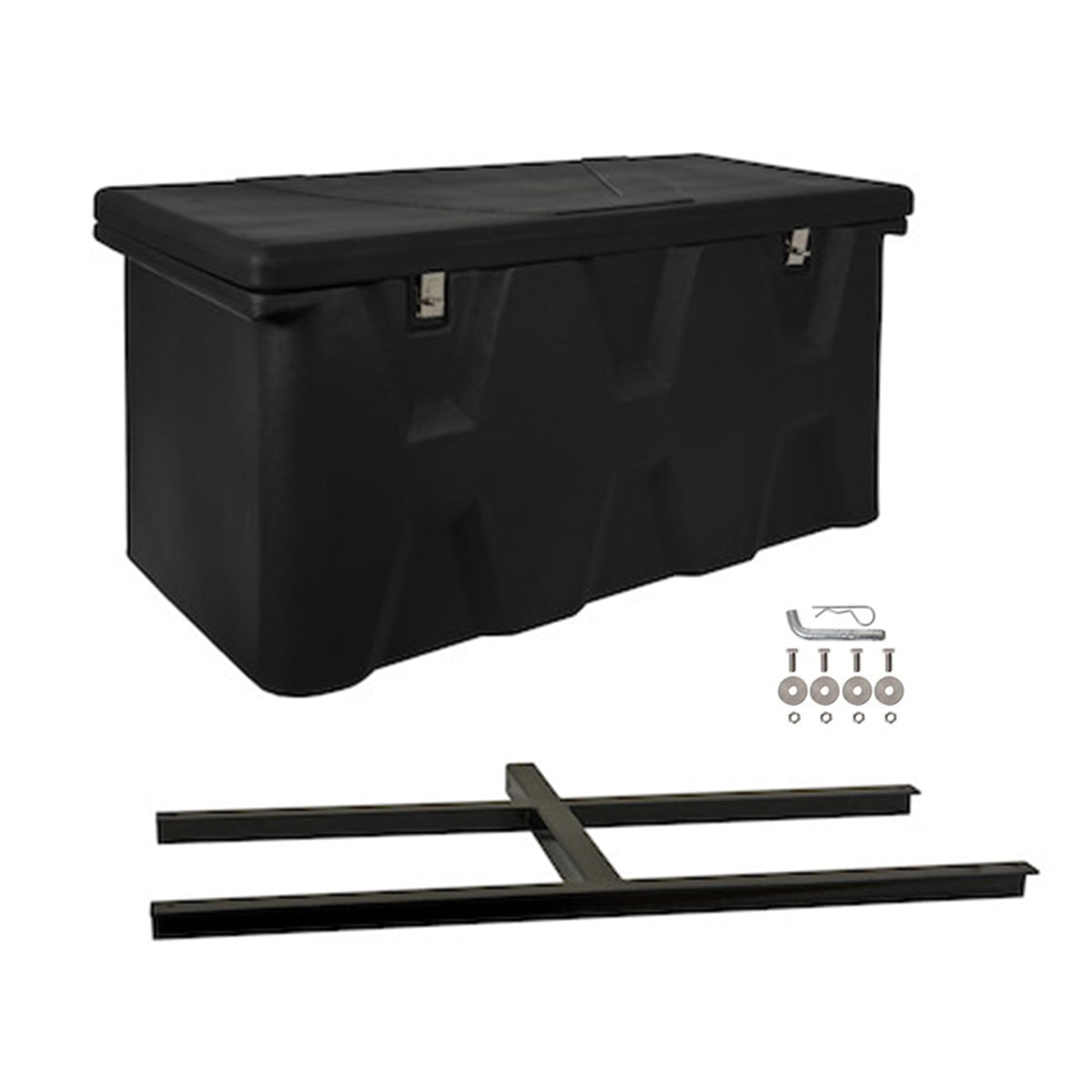 Buyers Products 1707020 Poly Hitch Mounted Cargo Carrier, 23x51x26, Includes Polyethylene Chest, Steel Frame, 5/8in. Hitch Pin, Waterproof Truck Bed Storage & Tool Box, Fits 2 in Receiver, Made in USA