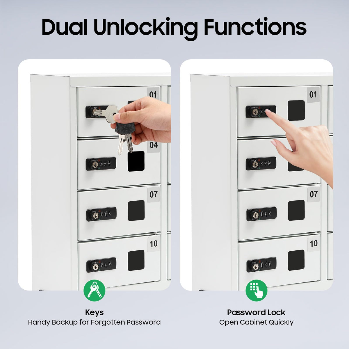 12 Slots Cellphone Charging Station, Cell Phone Charging Cabinet with 3 in 1 Cable, Combination Lock QC3.0 5-9V Fast Charging for Students and Employees (12 Slots)