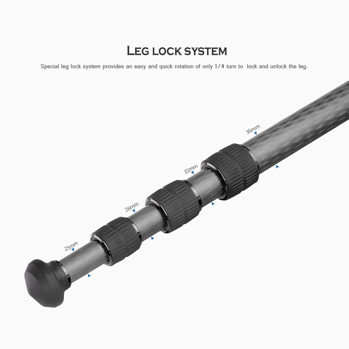 Leofoto Professional Camera Tripod, 61.7" Compact Carbon Fiber Tripod for DSLR Video Camcorder, 4 Leg Sections, 360° Ball Head, Max Load 25KG/55Lb (LS-364CX+LH-40)