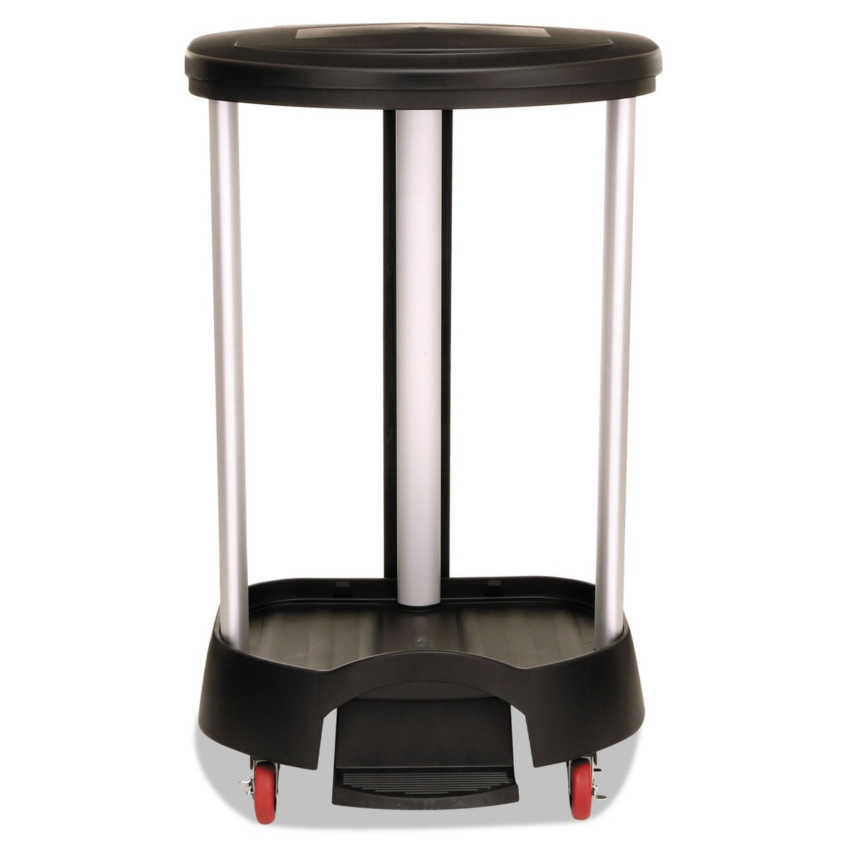 Rubbermaid Commercial Executive Series Step-On Linen Hamper/Laundry Basket with Front Locking Casters, 30 Gallon, Black, Hands Free Lid, for Hospitals/Medical Labs/Commercial Facilities