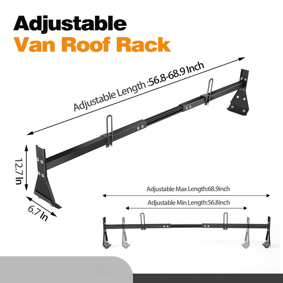 Colinktool Adjustable Van Ladder Roof Racks, Universal Roof Ladder Rack, Fit Chevy Express Fullsize Van 1996-Up,Suitable for Vans with Rain Gutter-3Pack Load Capatity 800LBs