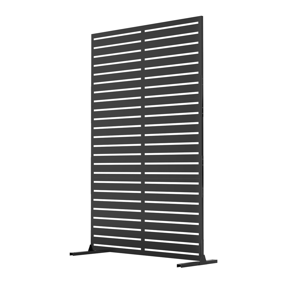Garvee 72" H x 47" W Outdoor Metal Privacy Screen, 6FT Decorative Privacy Fence Freestanding Panels with Stand, Room Dividers, Patio Metal Screen Panel for Garden Yard Balcony Deck, Black