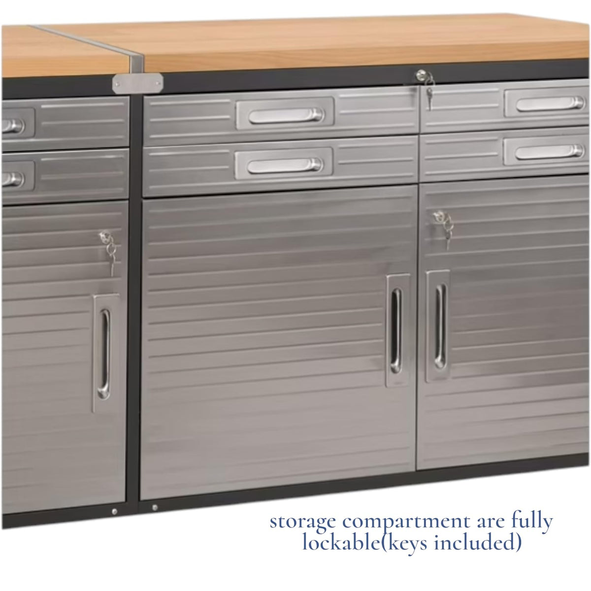 Heavy Duty 6-Drawer Rolling Work Center with Wood Top, Mobile Workbench with Storage, Steel Construction, 75.6" W x 20" D x 37.5" H, Tools Organized Station.