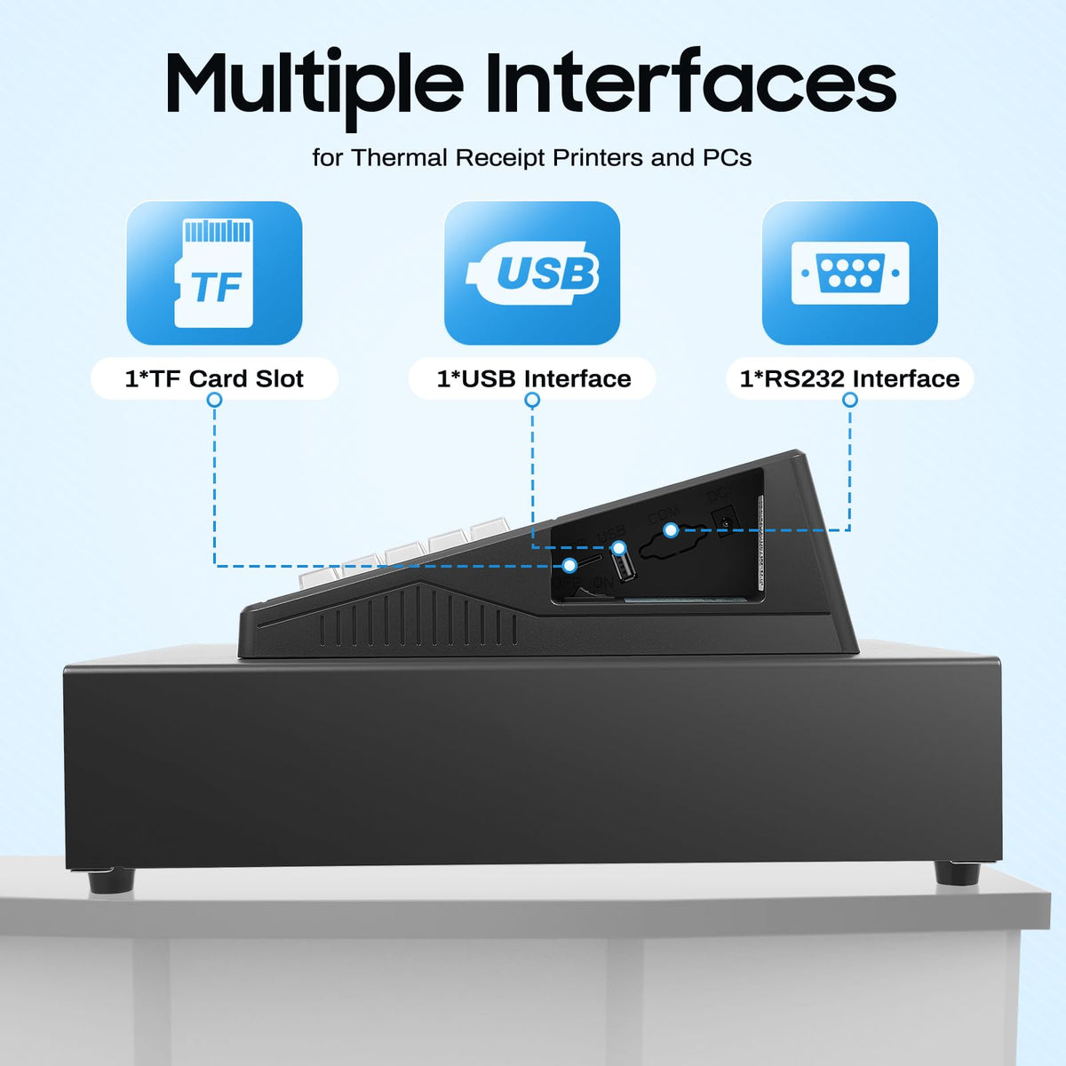 39 Keys Cash Registers with Locked Cash Drawer, Electronic Cashs Register for Small Businesses, 8 Digits LED Cash Register for Catering, Supermarkets, Clothing Stores, Hamburger Stores