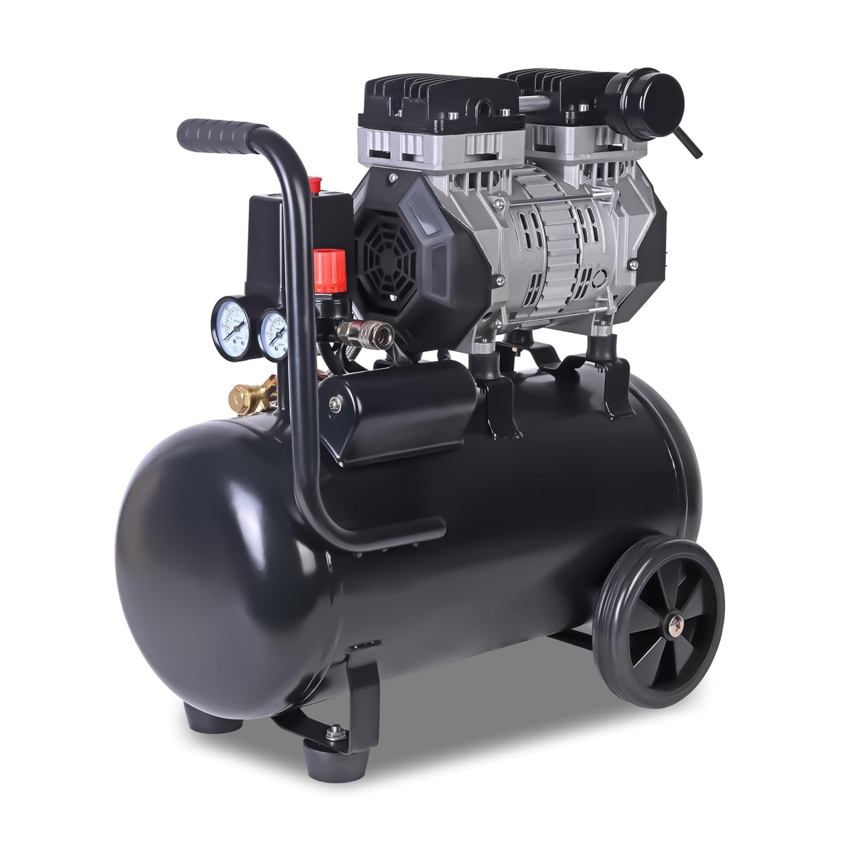 AAIN 6.3 Gallon Air Compressor | 1.5 HP 5.5-6 CFM Displacement Oil-Free Electric Compressor Tank with Max. 116PSI Pressure | 70dB Ultra Quiet for Tire Inflation, Air Blowing, Woodwork Nailing