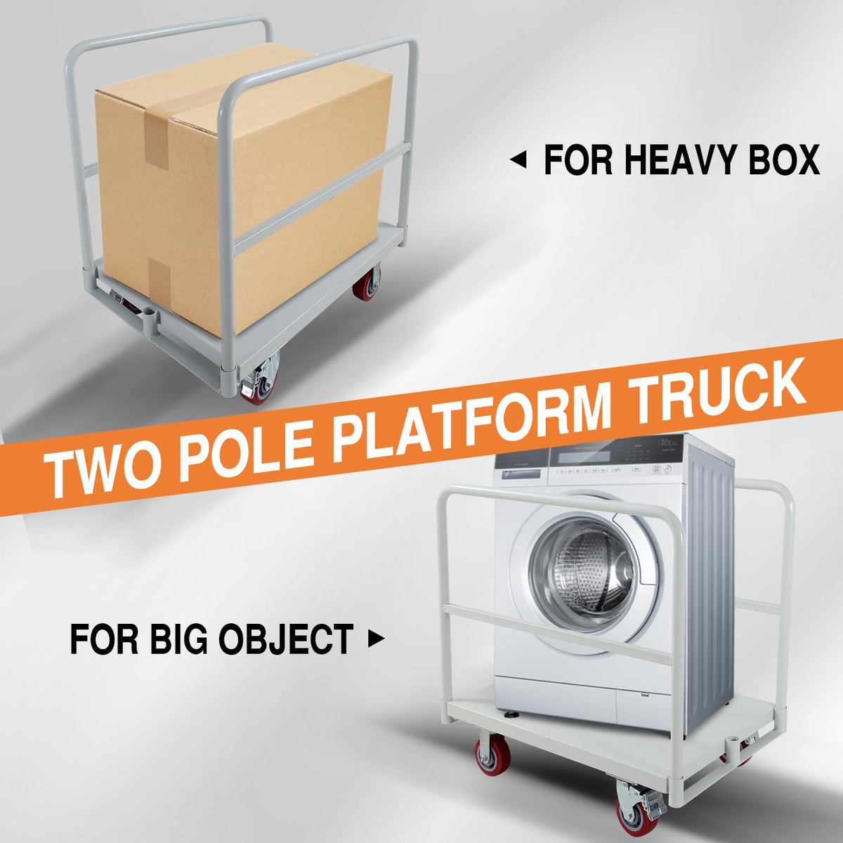 2500 LBS Heavy Duty Platform Truck Cart with 4 Side Handrails with 4 Rubber Swivel Casters for Loading and Storage