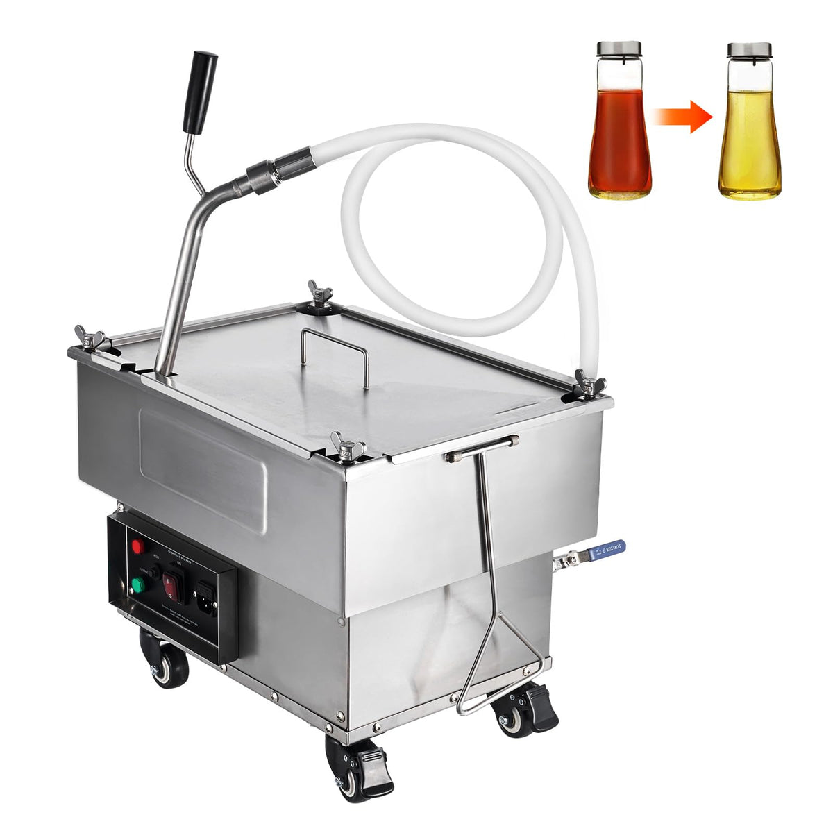 VEVOR Deep Fryer Filter 18 L/44 LBS/5.8 Gal, Frying Oil Filter System Machine 300W, Deep Fryer Oil Filter 10 L/min, Cooking Oil Filter Pump & Oil Hose, Mobile Fryer Filter 110V Kitchen Restaurant