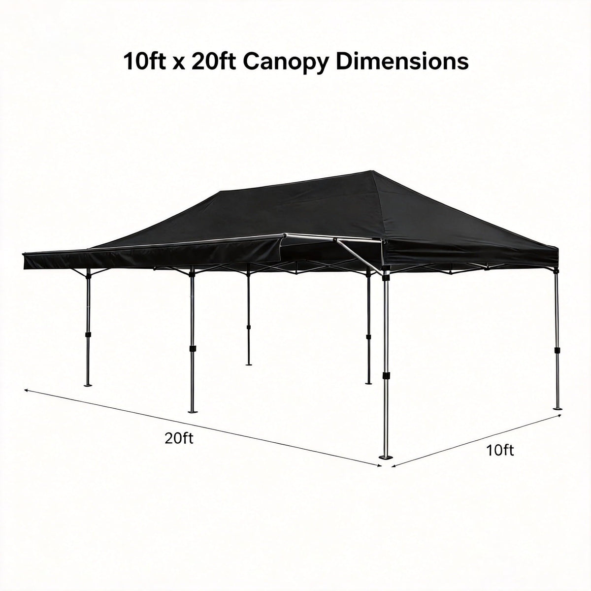 10X20FT Pop Up Canopy Tent, Beach Tent with One Push Setup, Sun Shelter with Slant Legs & Carrying Bag, Waterproof & UV Protected, Outdoor Canopy for Commercial Events, Camping, Backyard Party, Black