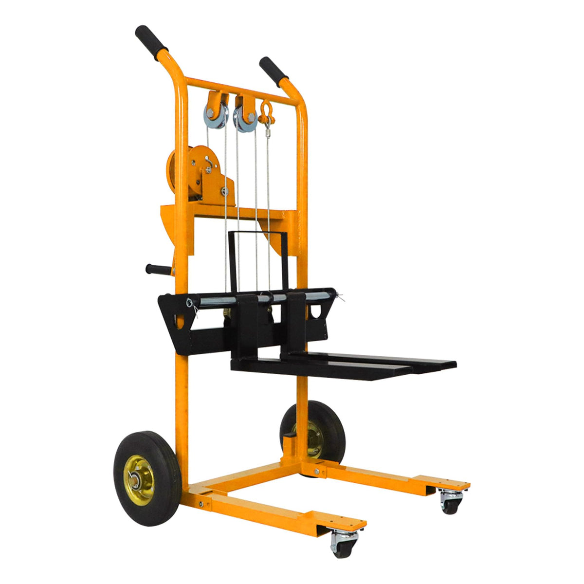 Apollo Material Lift Winch Stacker, Pallet Truck Dolly 330 lbs Capacity, 40.5" Max Lift, Pallet Stacker with Swivel Casters and Steel Platform