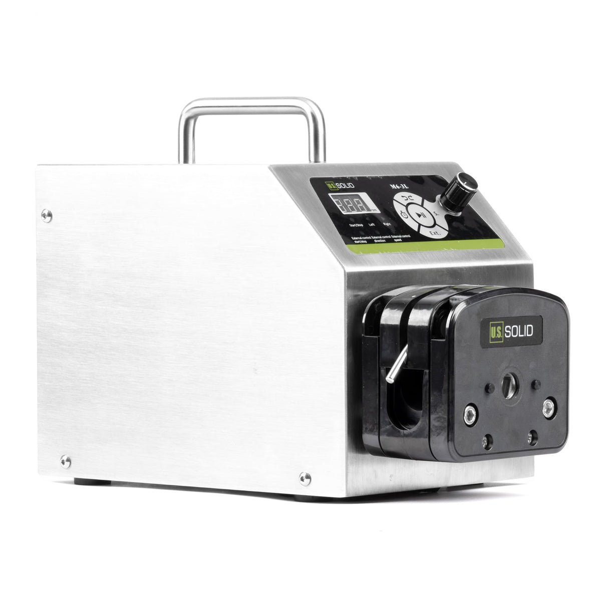 U.S. Solid Industrial Peristaltic Pump, 1-Channel 0.211-3600 mL/min, 0.1-600 RPM, RS232 Control, Servo Motor Dosing Pump with SS Housing, Includes 15# 24# 35# 36# Silicone Tubing & Connectors