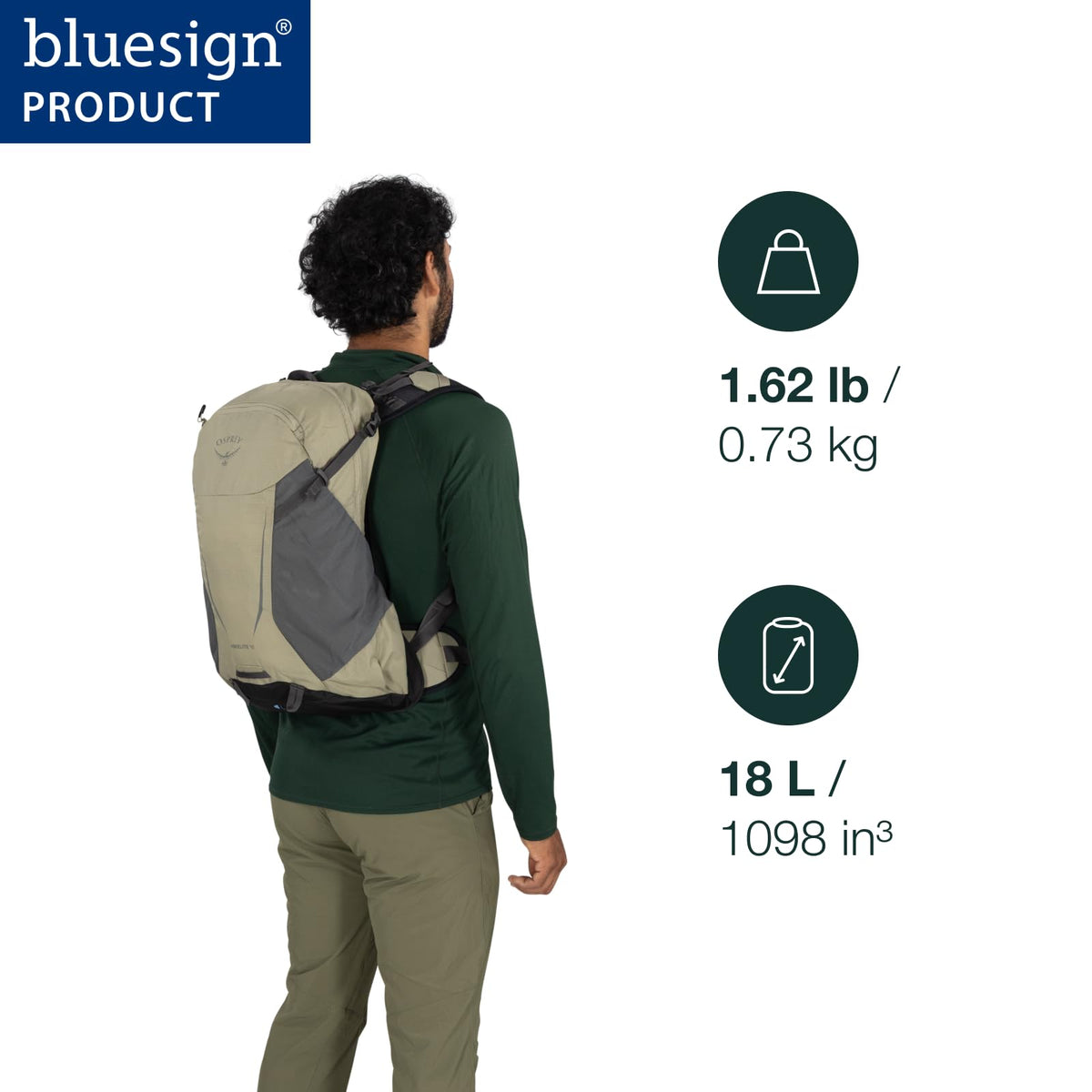 Osprey Hikelite 18L Durable Hiking Backpack - Travel Daypack with Rain Cover for Men and Women, Cascade Blue