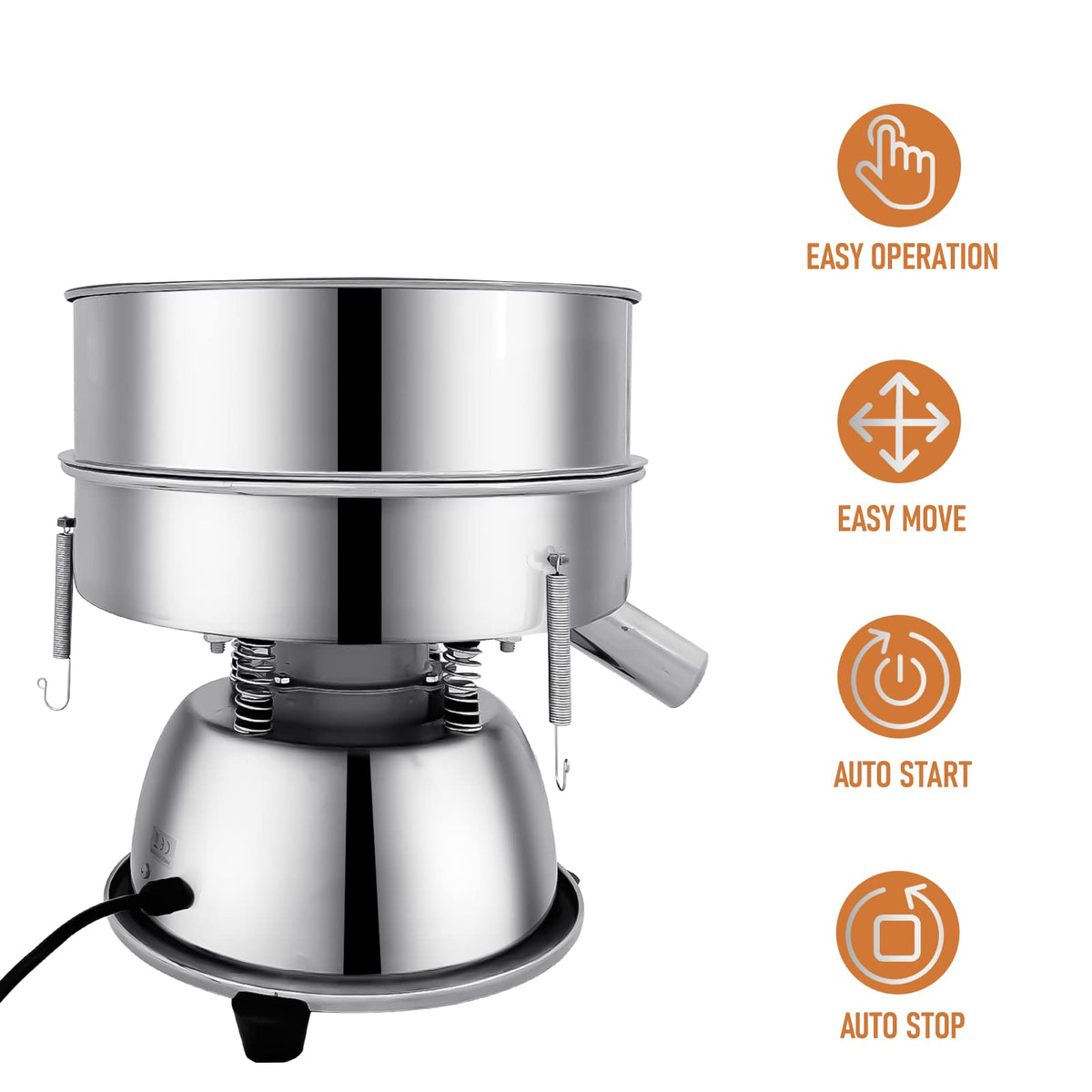 Automatic Sieve Shaker Machine, 110V Stainless Steel Vibrating Sifter with 40 & 60 Mesh Screens for Flour & Powders