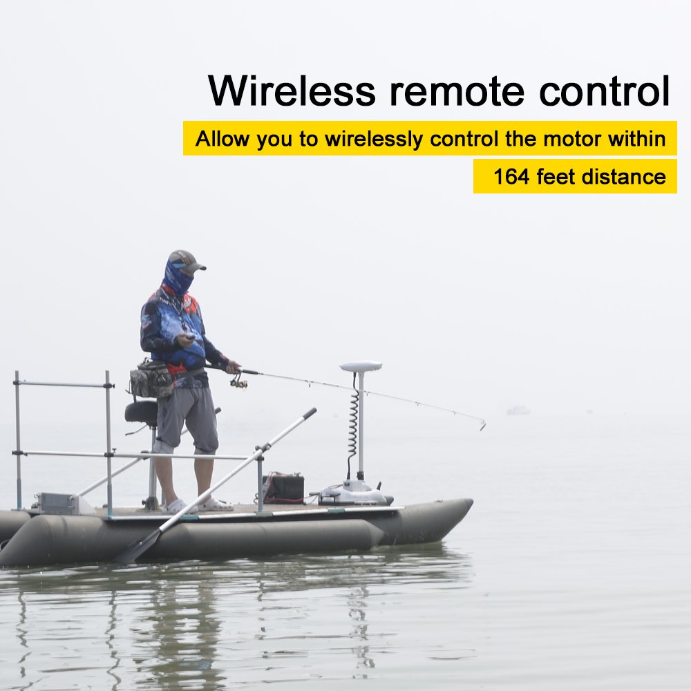 AQUOS Haswing CaymanB Electric Bow Mount 12V Saltwater & Freshwater Trolling Motor - 55lbs Thrust, 54in Shaft, with Wireless Remote & Wireless Foot Control, Quick Release Bracket