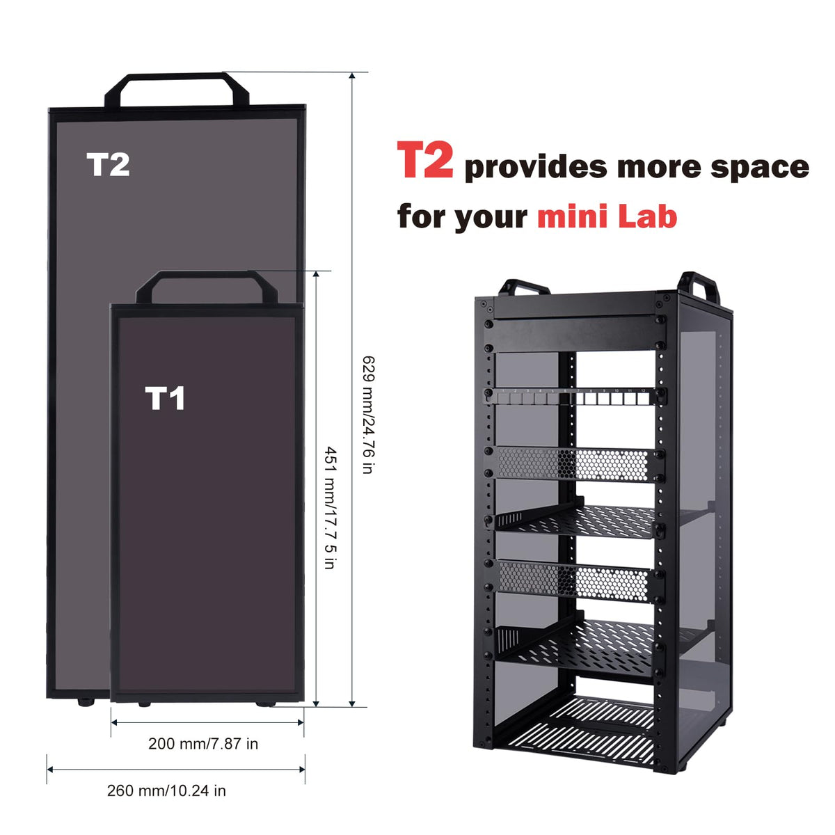 GeeekPi 12U Network Rack, 10 inch Mini Server Rack for Network, Servers, Audio, and Video Equipment, DeskPi RackMate T2 Rackmount, 10.23 inch Depth