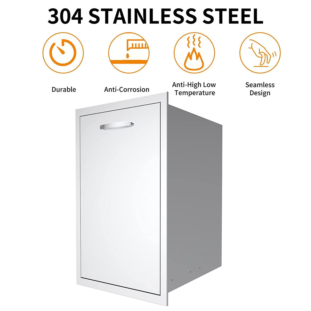RAILEN 18" W x 24" H x 23" D Outdoor Kitchen Drawers Flush Mount Access BBQ Island Drawers for Outdoor Kitchens or BBQ Island Patio Grill Station W/O Handles