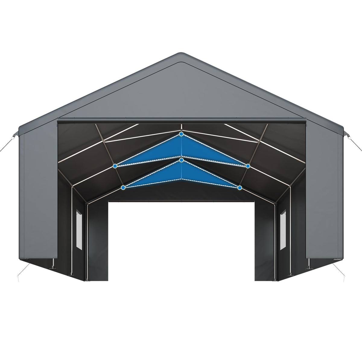 Polar Aurora 20x20 FT Heavy Duty Carport with All-Season Tarp, Portable Car Tent Garage with Roll-Up Windows & Side-Opening Door, Enclosed Car Port Canopy Tent with Galvanized Frame for Car, SUV, Boat