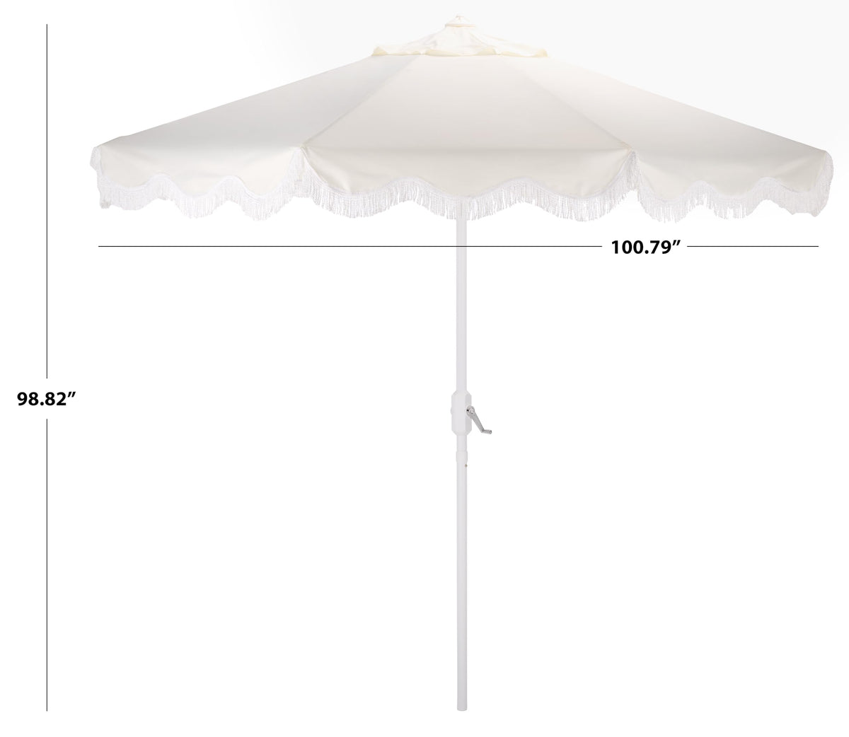 SAFAVIEH Outdoor Patio Furniture Collection – Torsa 9 Ft Crank Patio Umbrella, Ivory & White Pole, Market Umbrella with Crank Lift (PAT8024A)