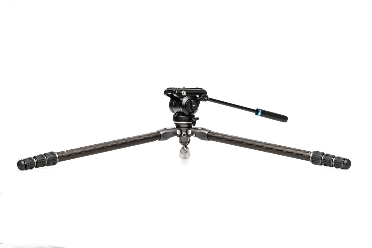 Benro Tortoise Carbon Fiber Tripod Kit for Spotting Scopes, Binoculars, Rifle Range and Field, Smooth Fluid Head, Leveling Base, Twist Locks, Adjustable Legs, Spiked Feet, 62" Max Ht, 8.8lb Payload