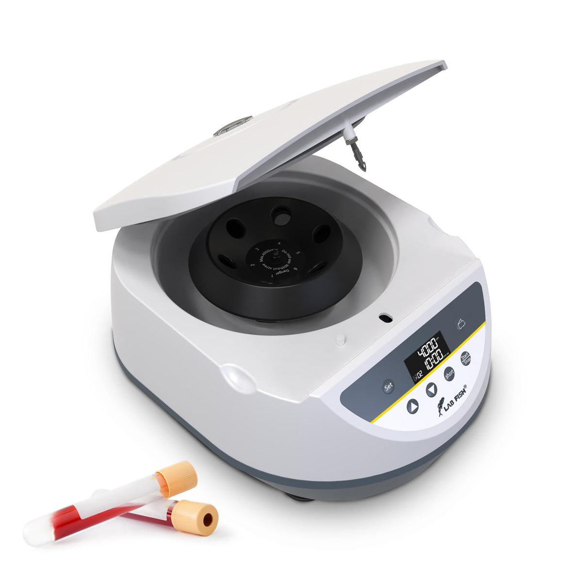 LAB FISH PRP Lab Benchtop Centrifuge Machine 6 x 2ml/5ml/10ml/15ml Capacity Test Tubes,Low Speed 500-5000r/min,Max 3074xg RCF
