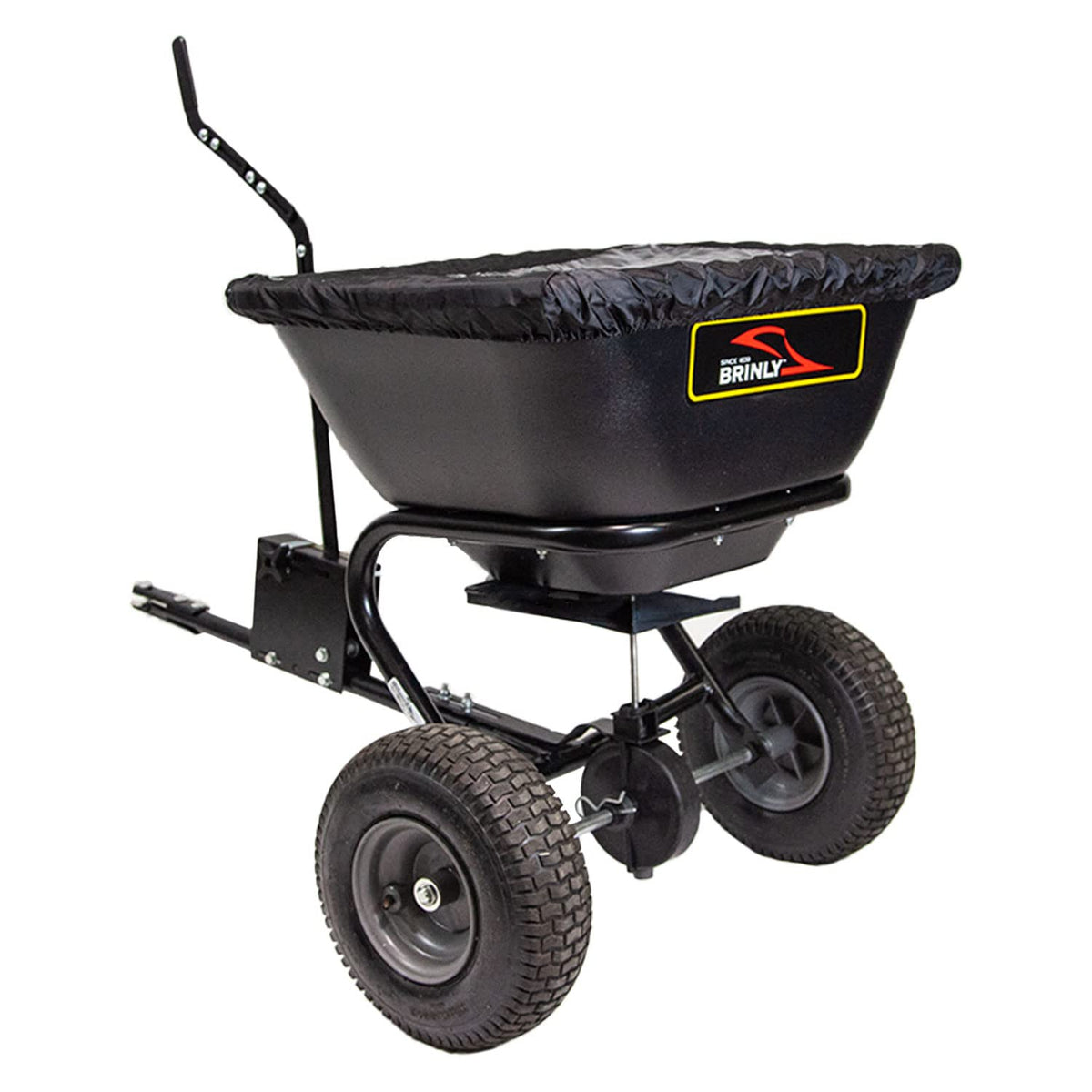 Brinly BS26BH-A Tow Behind Broadcast Spreader with Universal Hitch, 125 lb. - Deluxe Matte Black
